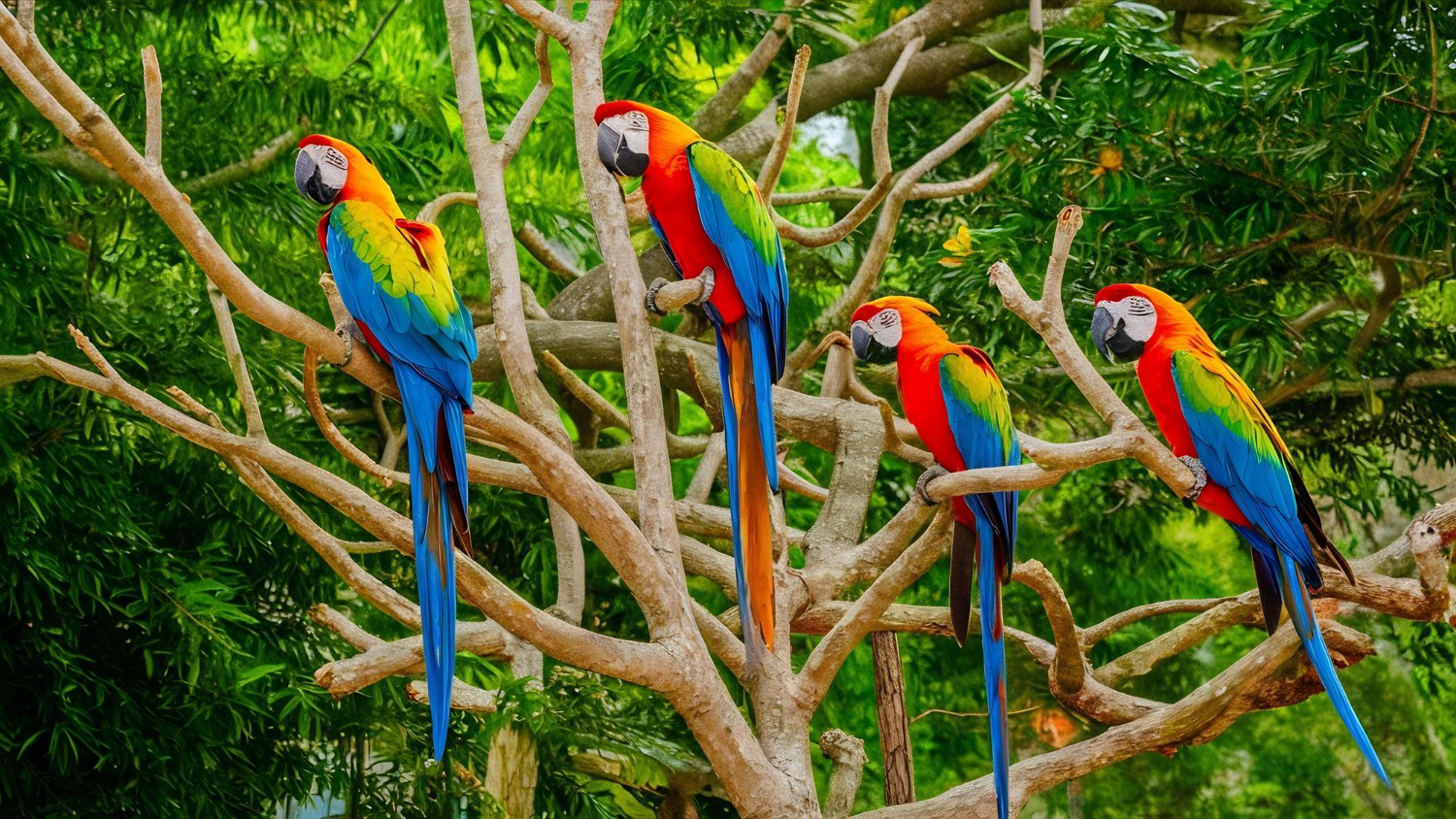 Puzzle Loros en el árbol