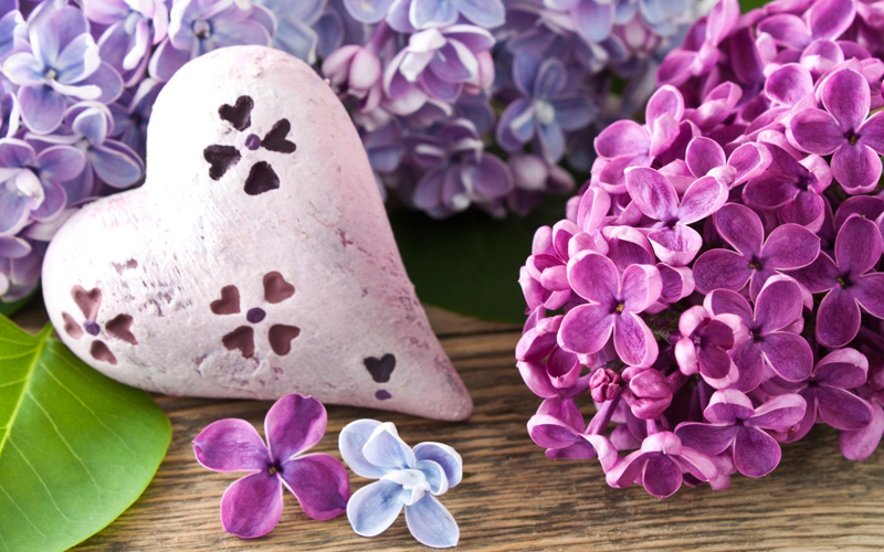 Puzzle Flores lila con corazón