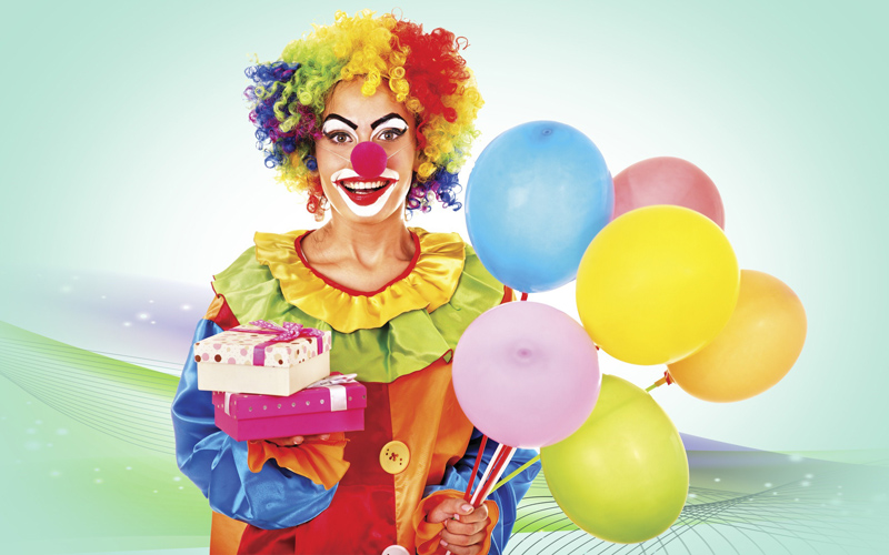 Puzzle Payaso con globos y regalos