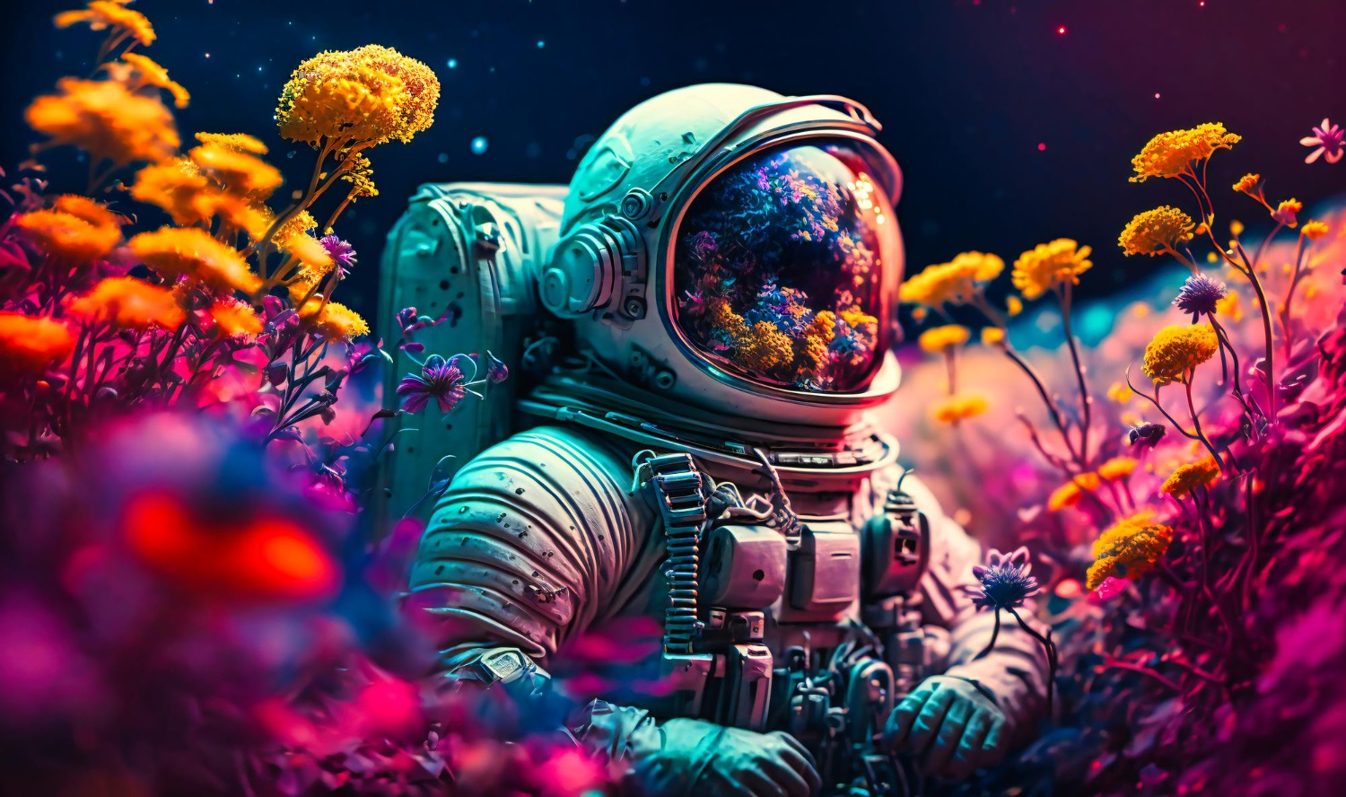 Puzzle Astronauta con flores