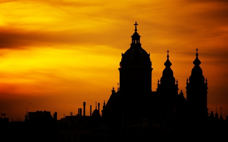 Puzzle Iglesia al atardecer