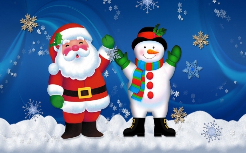 Puzzle Papá Noel y muñeco de nieve