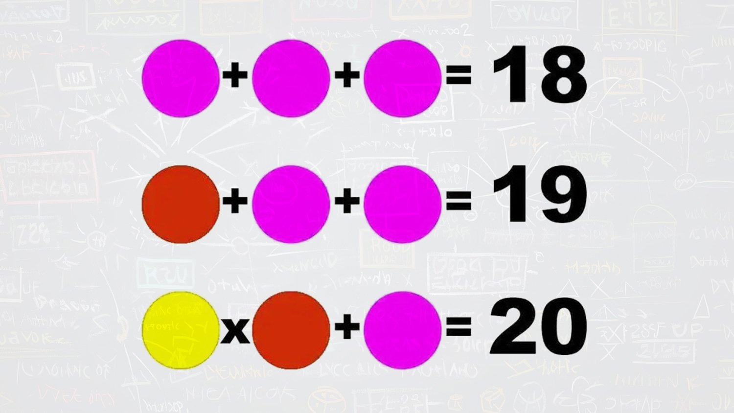 Acertijo  Matemático: adivina cual es el valor del círculo amarillo en menos de 30 segundos